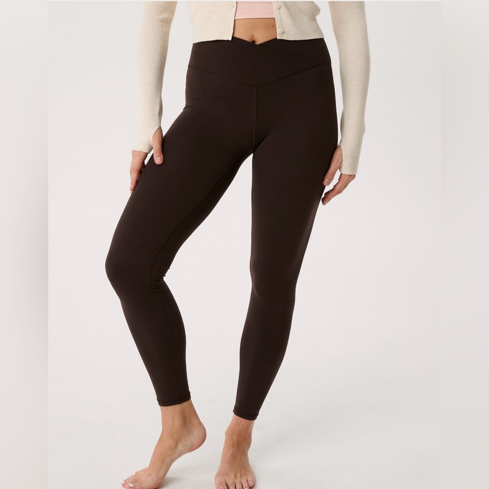 NWT offline by Aerie Cross Over Leggings in Deep Earth (brown)